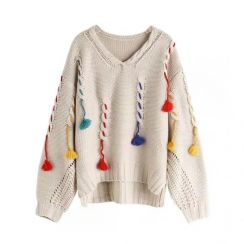 Fall And Winter Fringe Knit Pullover