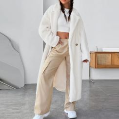 Elegant Coat In Velvet Fabric And Buttons