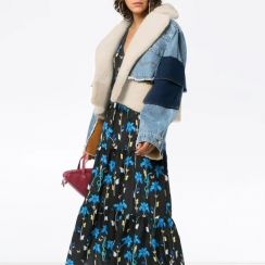 Patchwork Lambswool Denim Jacket For Women