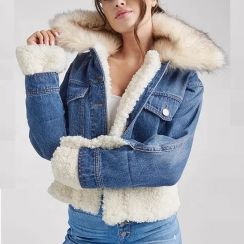Womens Fur Winter Denim Jacket