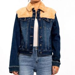 3Pcs Winter Fashion Dark Blue Jean Jacket Women